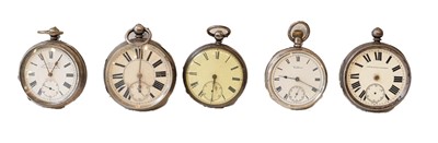 Lot 260 - Five silver open faced pocket watches