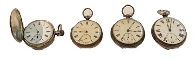 Lot 214 - Three silver open faced pocket watches and a...