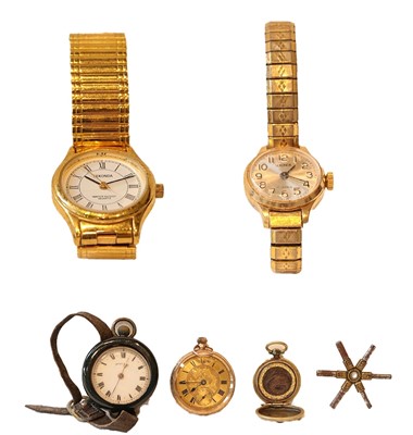 Lot 302 - A lady's 9 carat gold fob watch, a lady's 9...