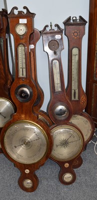 Lot 1301 - Four 19th century mahogany wheel barometers