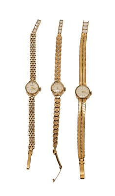 Lot 348A - Three lady's 9 carat gold wristwatches, signed...