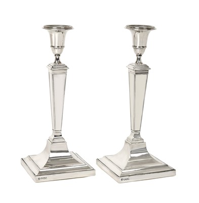 Lot 2153 - A Pair of George V Silver Candlesticks
