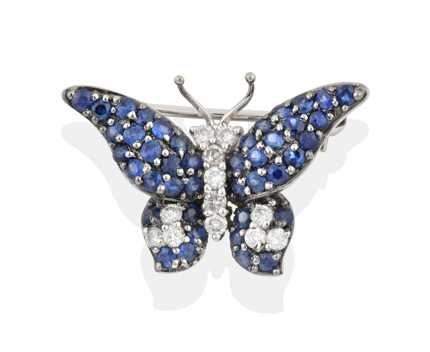 Lot 2409 - A Sapphire and Diamond Butterfly Brooch