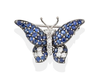 Lot 2409 - A Sapphire and Diamond Butterfly Brooch