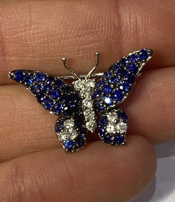 Lot 2409 - A Sapphire and Diamond Butterfly Brooch