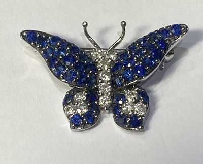 Lot 2409 - A Sapphire and Diamond Butterfly Brooch