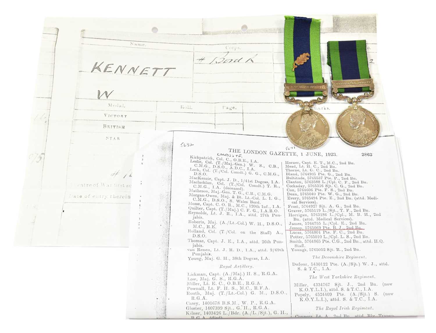 Lot 60 - Two India General Service Medals 1908-35, one...