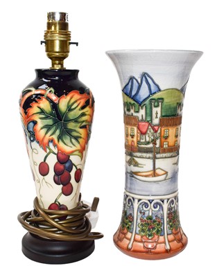 Lot 304 - A Moorcroft Pottery lamp, 30cm high; and a...