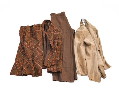 Lot 2067 - Jean Muir Costume, comprising a brown wool mix...