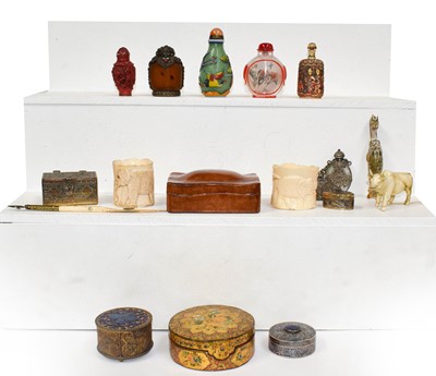 Lot 180 - Five Chinese snuff bottles, including a Peking...