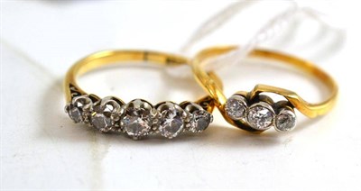 Lot 44 - A diamond five stone ring, estimated diamond weight 0.50 carat approximately, and a diamond...