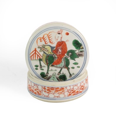 Lot 87 - A Chinese Porcelain Circular Box and Cover,...