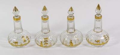Lot 262 - A Set of Four Bohemian Glass Scent Bottles and...
