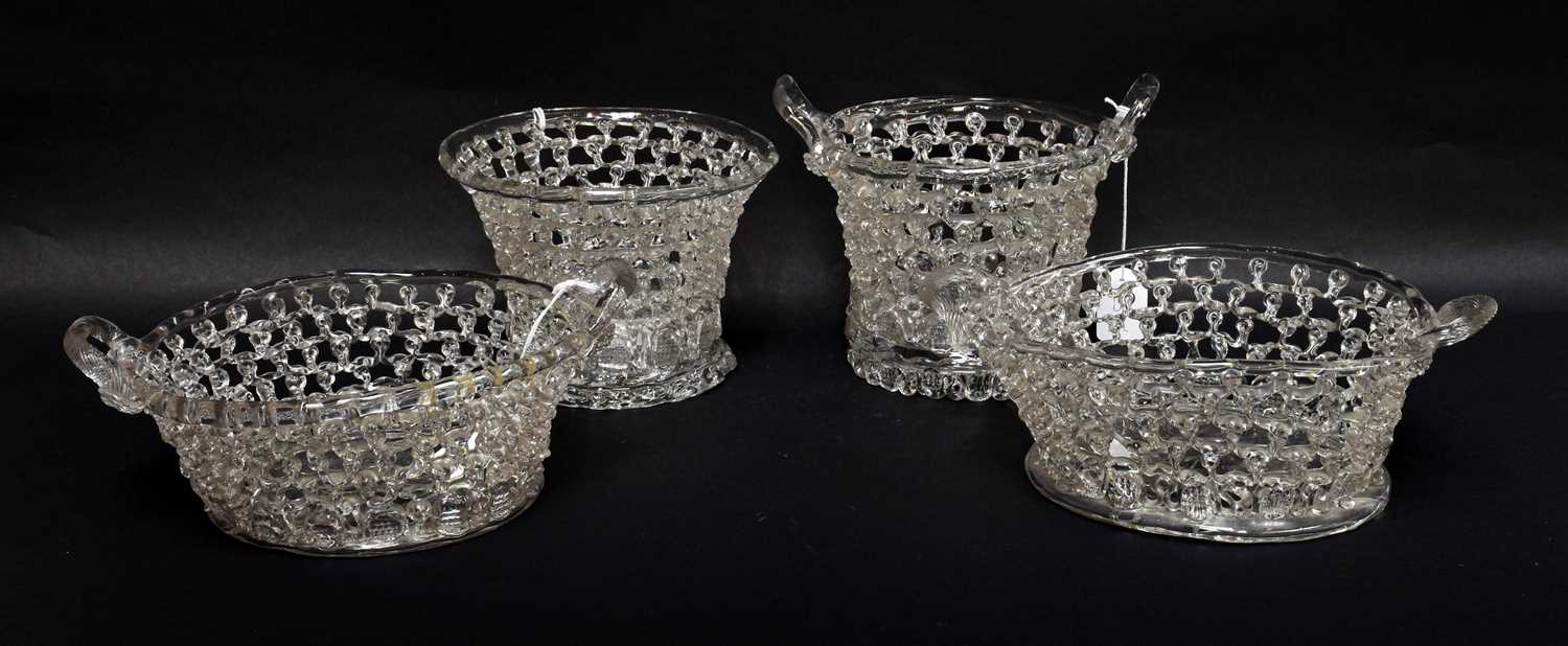 Lot 261 - A Pair of Lieges Trailed Glass Openwork...