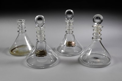 Lot 236 - A Matched Set of Four Glass Ships' Decanters...