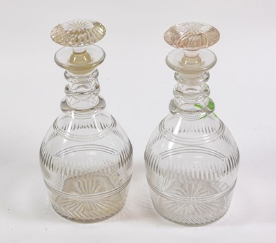 Lot 238 - A Pair of Triple-Ring Neck Mallet Decanters...