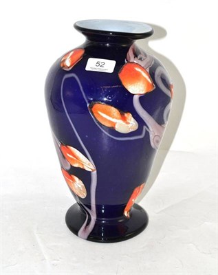 Lot 52 - A coloured blue glass art vase
