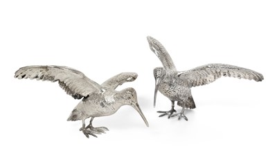 Lot 203 - A Pair of German Silver Models of Woodcock, by...