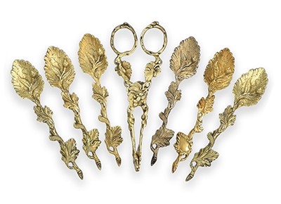 Lot 331 - A Set of Six Silver-Gilt Teaspoons and a Pair...