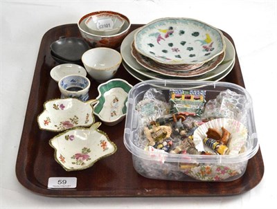 Lot 59 - Two pickle dishes, Chinese porcelain and pottery