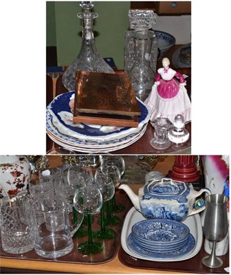 Lot 60 - Royal Doulton 'Christmas Morn' HN1992, Coalport figure, cut glass, plates, mahogany cutlery...