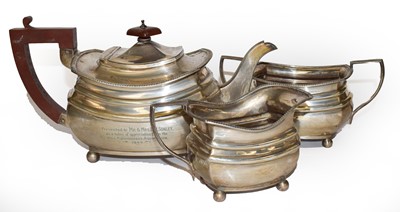 Lot 228 - A silver three-piece tea set, Chester &...