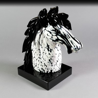 Lot 224 - A Murano Bianco Nero Glass Horse’s Head, by...