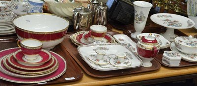 Lot 76 - A collection of Wedgwood Ulander and Kutani crane tea and dinner wares (on three trays)