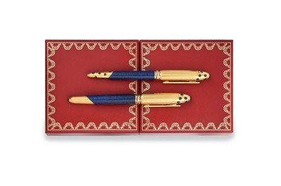 Lot 332 - A Cartier Gilt and Enamel Fountain Pen and...