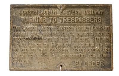 Lot 3182 - LNER Two Cast Iron Trespass Signs