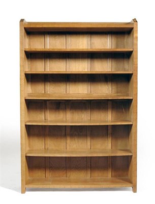 Lot 971 - A Peter  "Rabbitman " Heap Oak Bookcase, with raised upstand, panelled back and solid ends,...