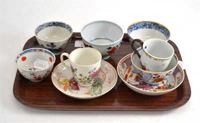 Lot 83 - An assortment of nine 18th century tea bowls, coffee cans and saucers