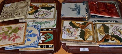 Lot 87 - Fifteen tiles, including Maw & Co, Mintons etc (15) (on two trays)