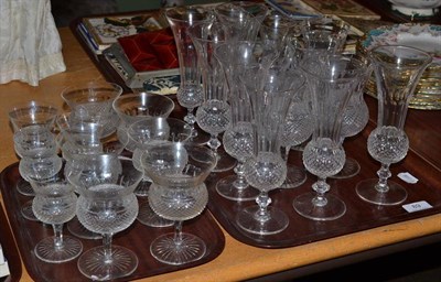 Lot 89 - Two trays of assorted cut glass thistle design drinking glasses