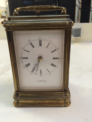 Lot 87 - A brass striking and repeating carriage clock,...