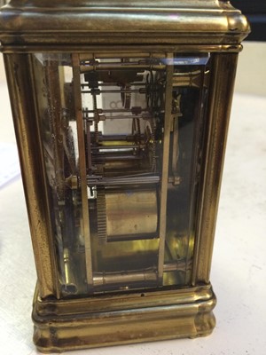 Lot 87 - A brass striking and repeating carriage clock,...