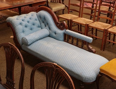 Lot 1305 - A Victorian mahogany chaise longue,...