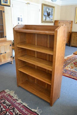 Lot 972 - A Peter  "Rabbitman " Heap Oak Bookcase, with raised upstand, panelled back and solid ends,...