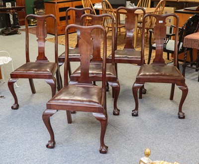 Lot 1191 - Six early 20th century walnut Queen Anne style...