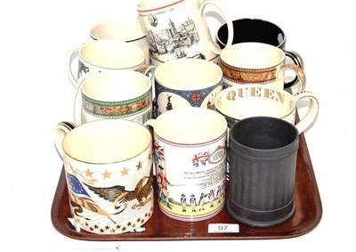 Lot 97 - Tray of eleven Wedgwood tankards, including American Bicentennial, Piccadilly, The London Mug etc