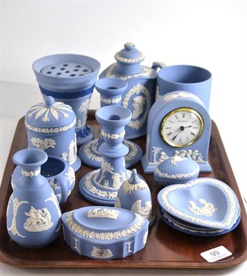 Lot 99 - Tray of Wedgwood blue Jasperware