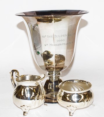 Lot 222 - A Dutch silver vase and a German silver cream...