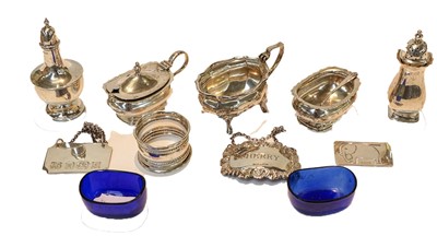 Lot 210 - A collection of assorted silver condiment and...