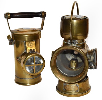 Lot 410 - Two brass inspection lamps, one stamped "The...