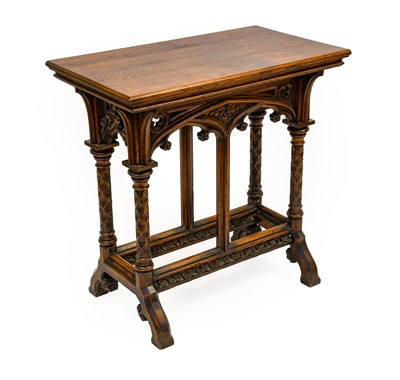 Lot 1266 - A Victorian Gothic Reform Oak Side Table,...