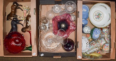 Lot 429 - Three boxes of ceramics and glass including a...