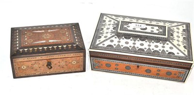 Lot 114 - An Indian ivory inlaid box and another brass and mother-of-pearl inlaid box (2)