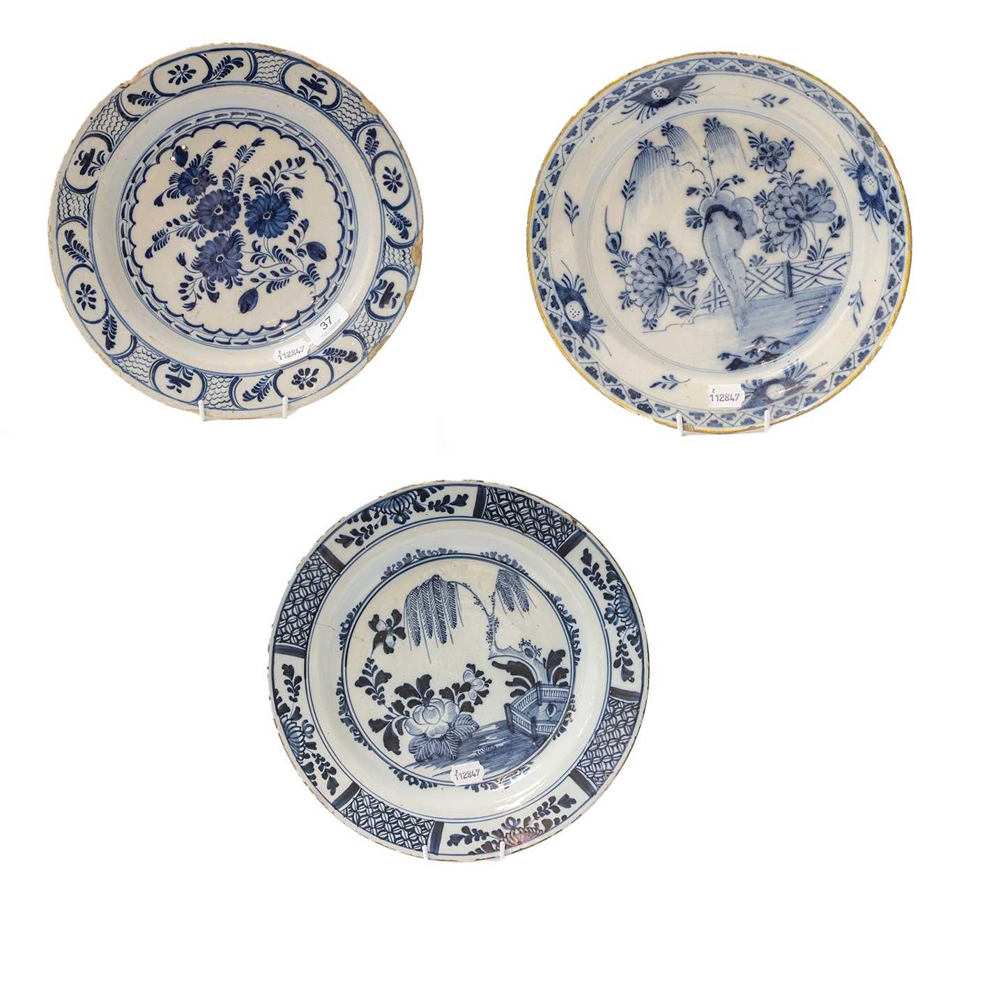 Lot 37 - Three 18th century tin-glazed dishes (3)