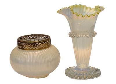 Lot 192 - A Victorian Vaseline glass vase, together with...
