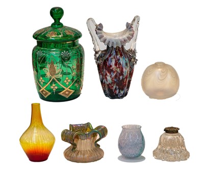 Lot 192 - A Victorian Vaseline glass vase, together with...